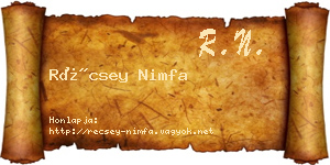 Récsey Nimfa névjegykártya